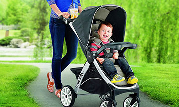 Four wheel travel system strollers